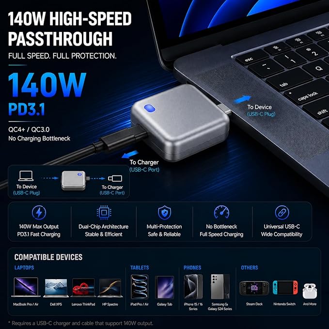 PopGuard 140W Automatic Charging Disconnector – Smart Auto Power Cut-Off Battery Protector | Fast Charging Safety Device for Mobile Phones & USB Chargers