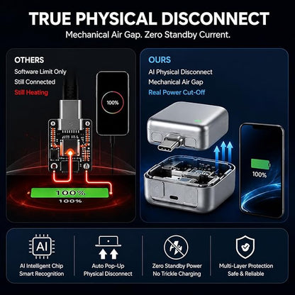 PopGuard 140W Automatic Charging Disconnector – Smart Auto Power Cut-Off Battery Protector | Fast Charging Safety Device for Mobile Phones & USB Chargers